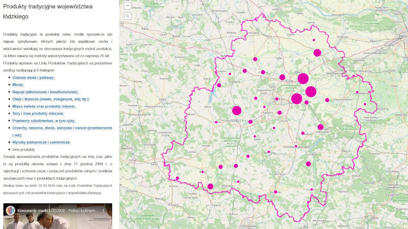 Grafika dla mapy: Produkty tradycyjne województwa łódzkiego
