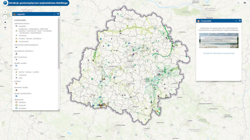 Grafika dla mapy: Atrakcje geoturystyczne województwa łódzkiego