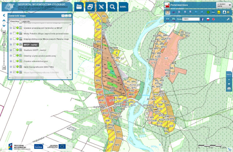 mapa przedstawia miejscowe plany zagospodarowania wsi Toporów