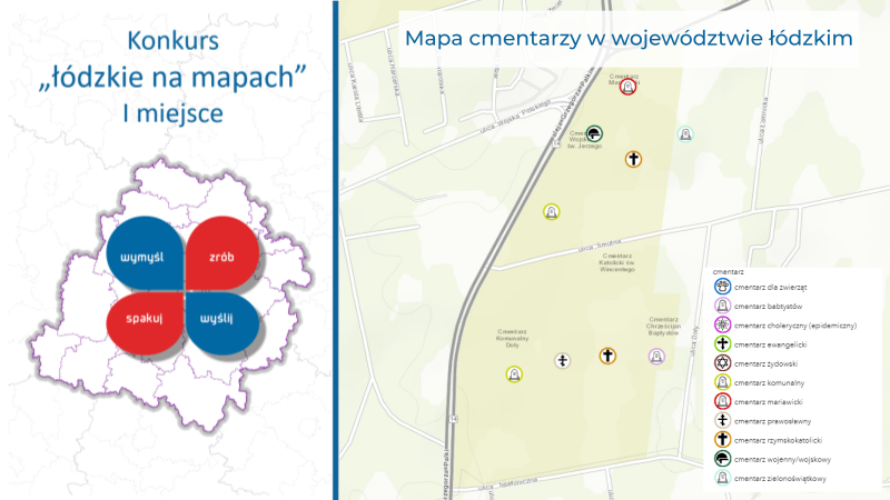 Grafika dla mapy: Mapa cmentarzy w województwie łódzkim