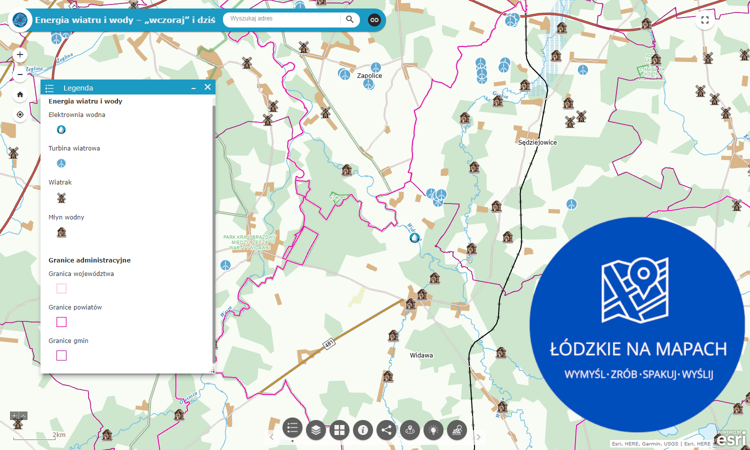 Grafika dla mapy: Energia wiatru i wody – „wczoraj” i dziś