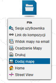 okno manu Plik ze wskazanym narzędziem Dodaj mapę