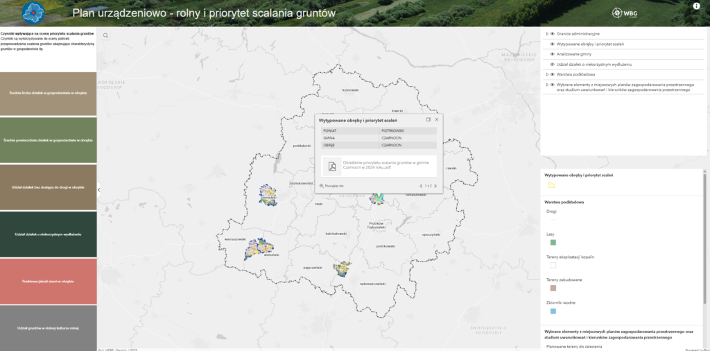 widok aplikacji Plan urządzeniowo-rolny
